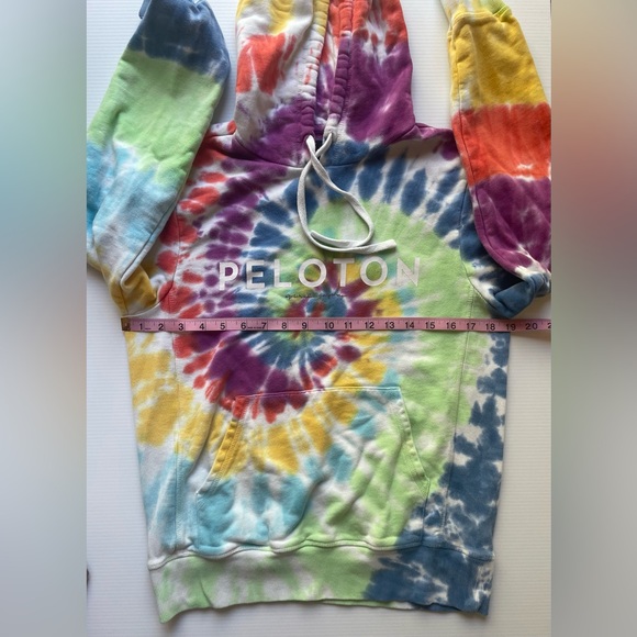Tie Dye Peloton Hooded Sweatshirt by Spiritual Gangster,Rainbow colors. Size XS. - Picture 3 of 14